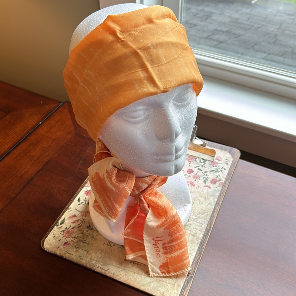 Vera Neumann vintage acetate scarf euc tangerine orange spring scarf no issues